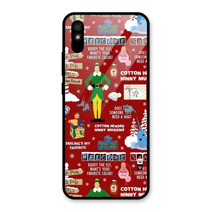 Christmas Cute Doodles Glass Back Case for Redmi 9A