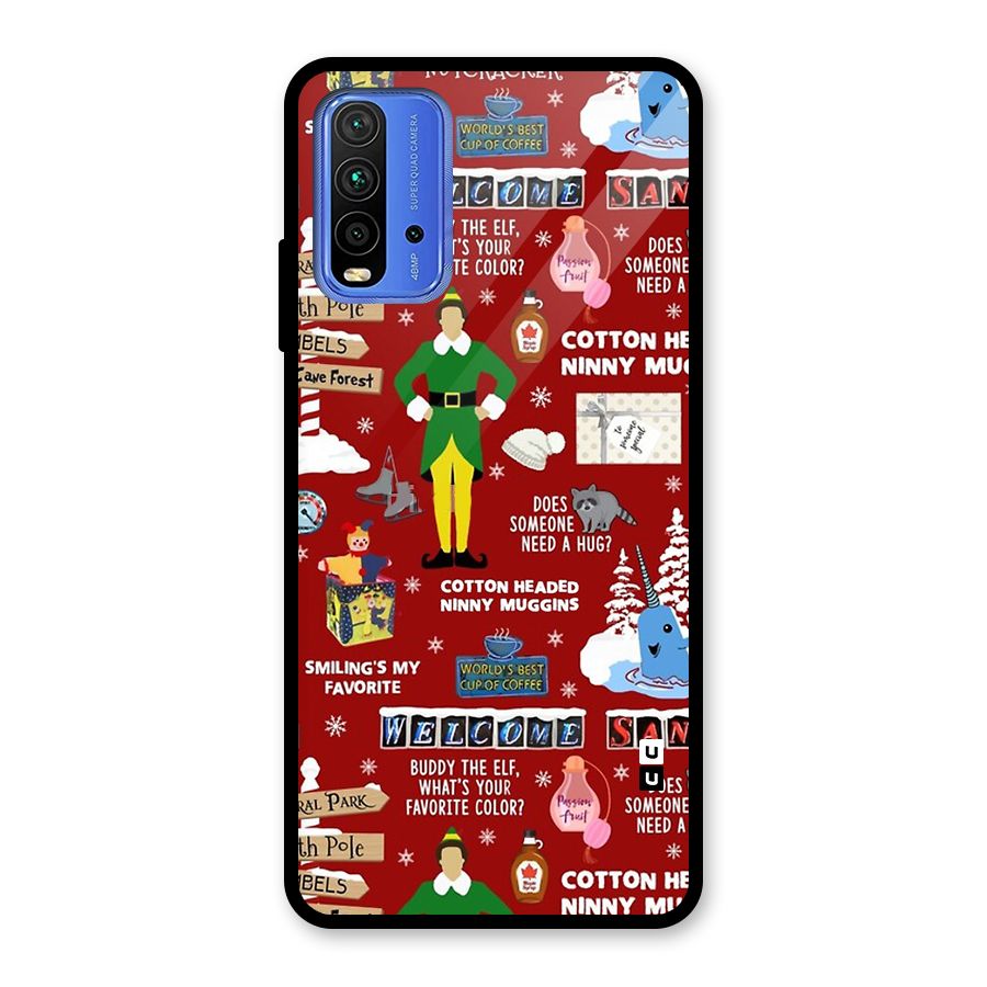 Christmas Cute Doodles Glass Back Case for Redmi 9 Power