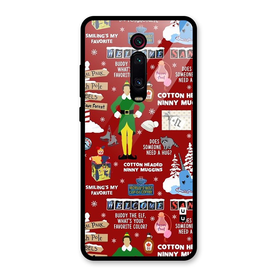 Christmas Cute Doodles Glass Back Case for Redmi K20