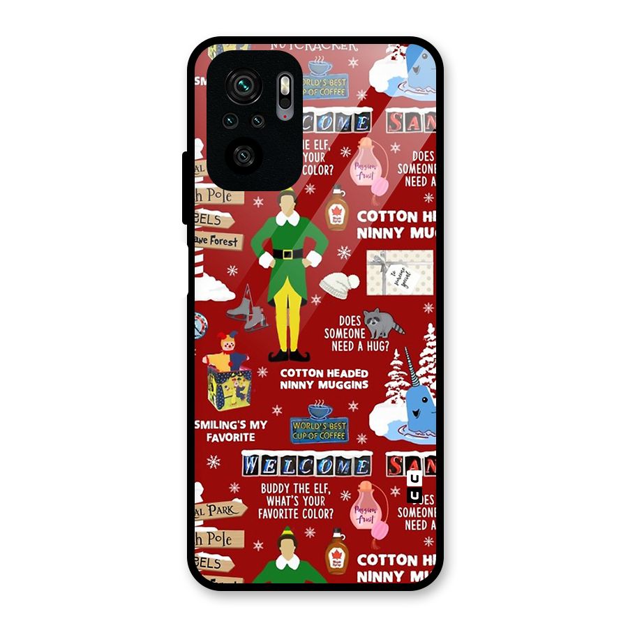 Christmas Cute Doodles Glass Back Case for Redmi Note 10S