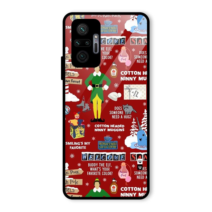 Christmas Cute Doodles Glass Back Case for Redmi Note 10 Pro