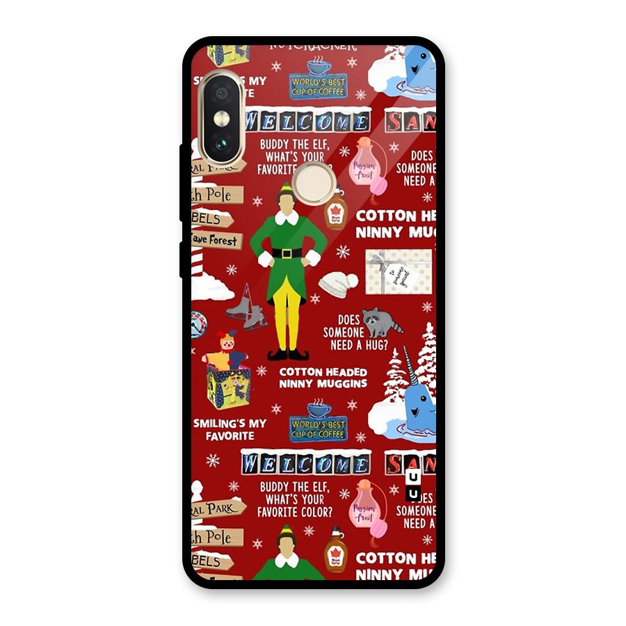 Christmas Cute Doodles Glass Back Case for Redmi Note 5 Pro