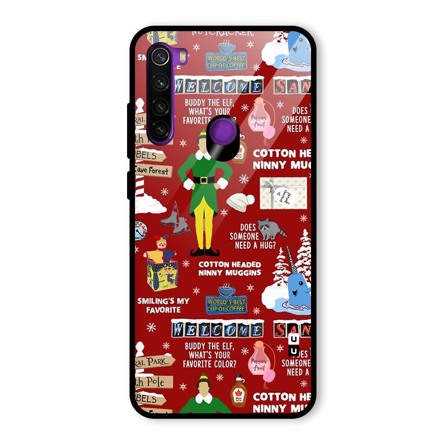 Christmas Cute Doodles Glass Back Case for Redmi Note 8