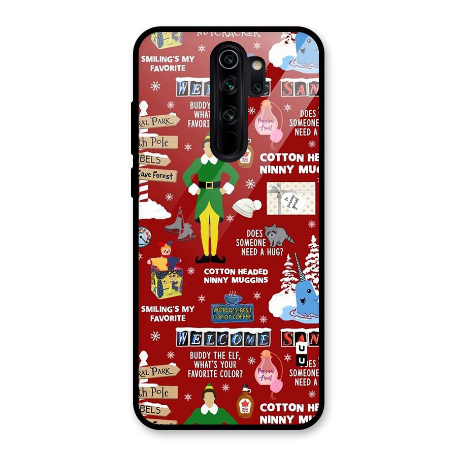 Christmas Cute Doodles Glass Back Case for Redmi Note 8 Pro