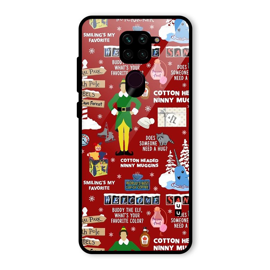Christmas Cute Doodles Glass Back Case for Redmi Note 9