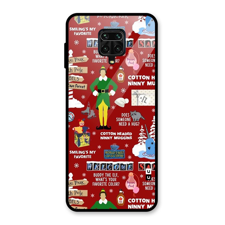 Christmas Cute Doodles Glass Back Case for Redmi Note 9 Pro