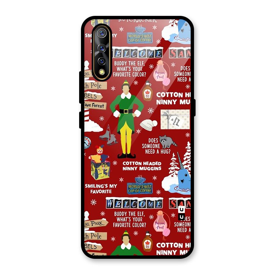 Christmas Cute Doodles Glass Back Case for Vivo S1