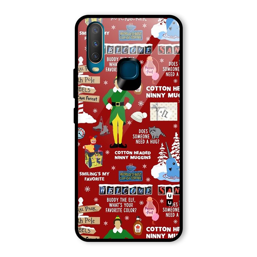 Christmas Cute Doodles Glass Back Case for Vivo U10