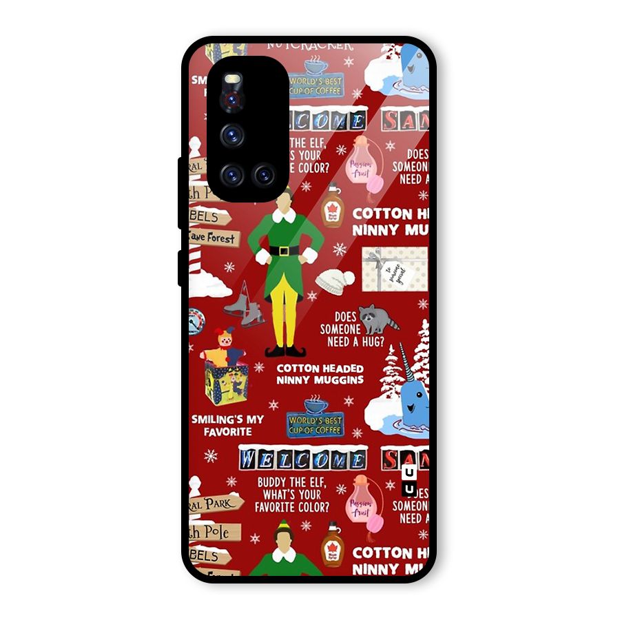 Christmas Cute Doodles Glass Back Case for Vivo V19