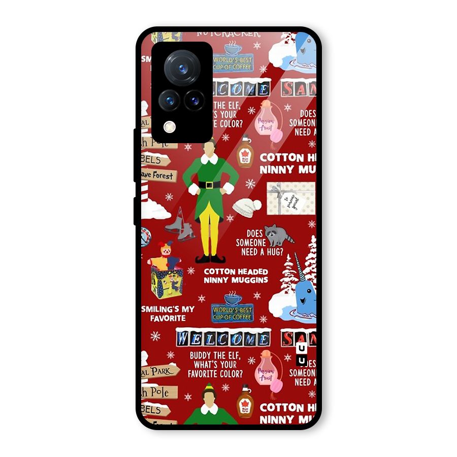 Christmas Cute Doodles Glass Back Case for Vivo V21 5G