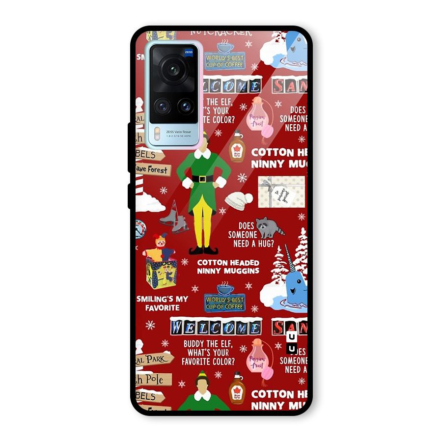 Christmas Cute Doodles Glass Back Case for Vivo X60