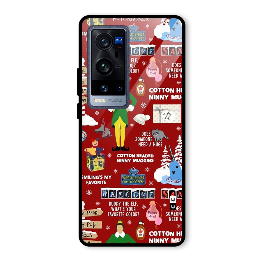 Christmas Cute Doodles Glass Back Case for Vivo X60 Pro Plus