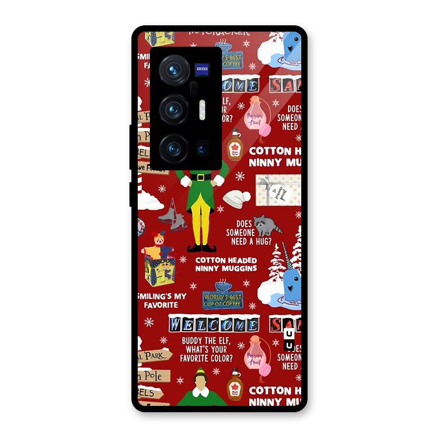 Christmas Cute Doodles Glass Back Case for Vivo X70 Pro Plus