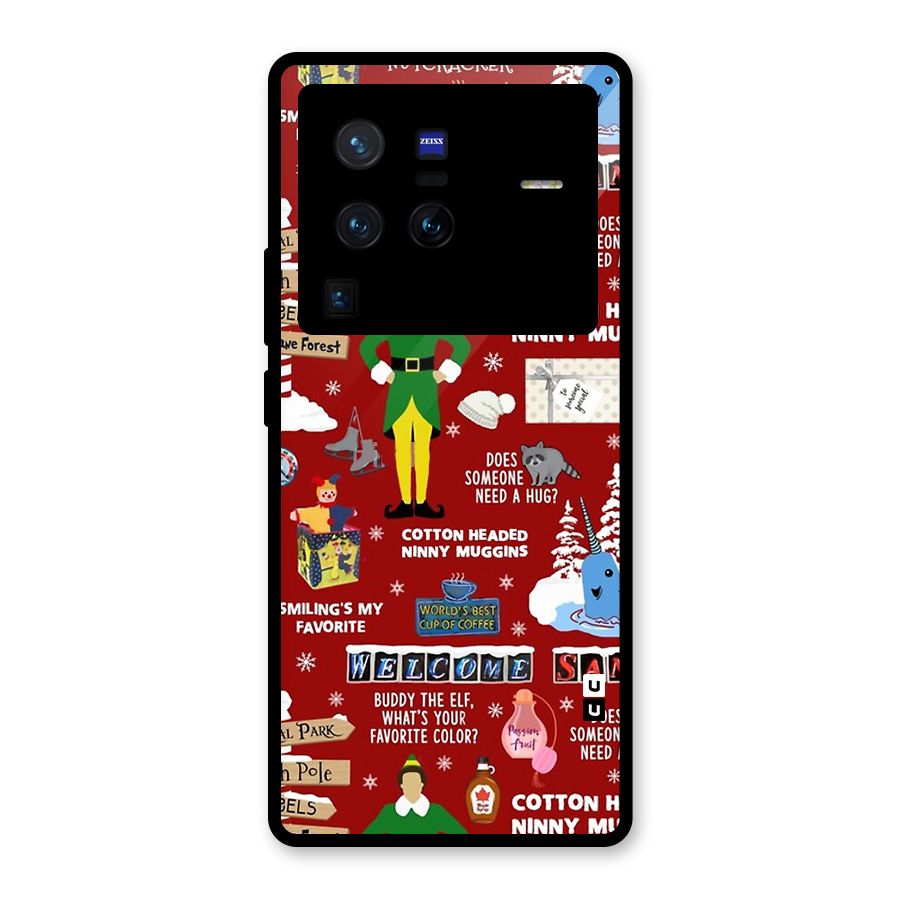 Christmas Cute Doodles Glass Back Case for Vivo X80 Pro