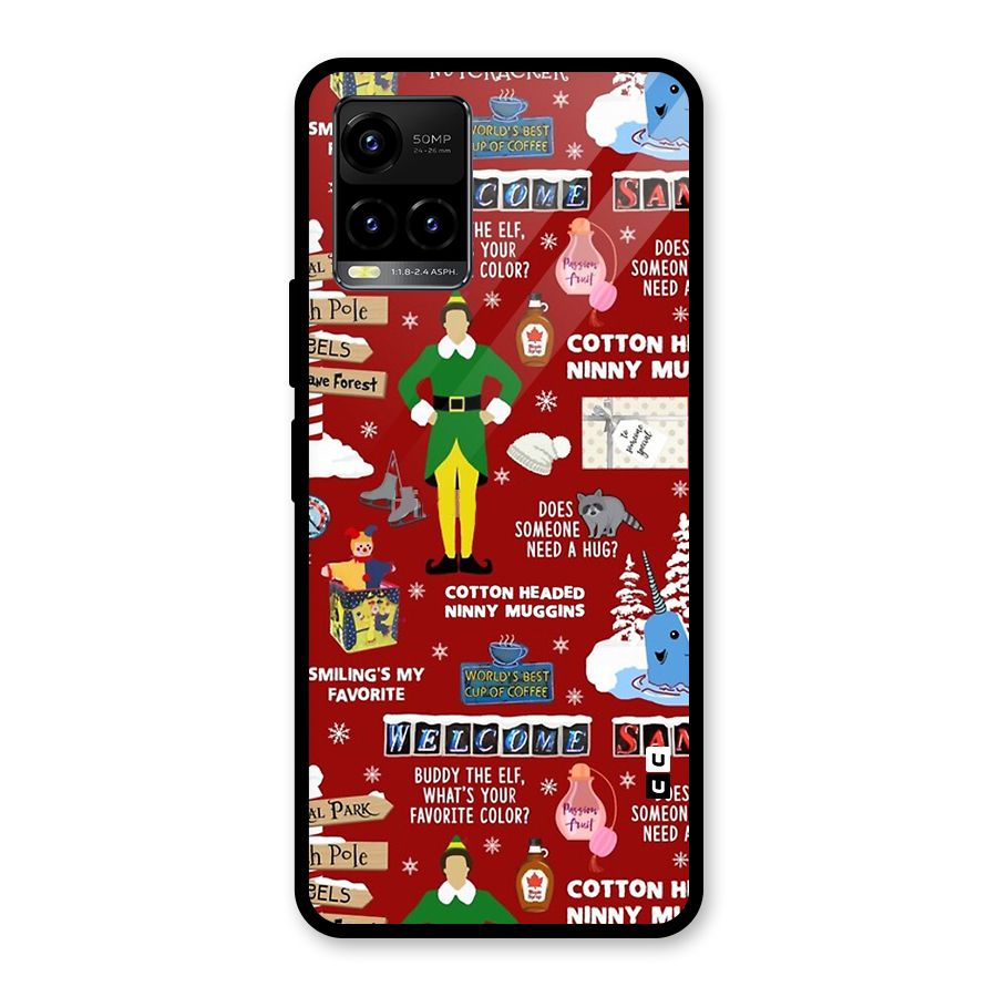 Christmas Cute Doodles Glass Back Case for Vivo Y21T