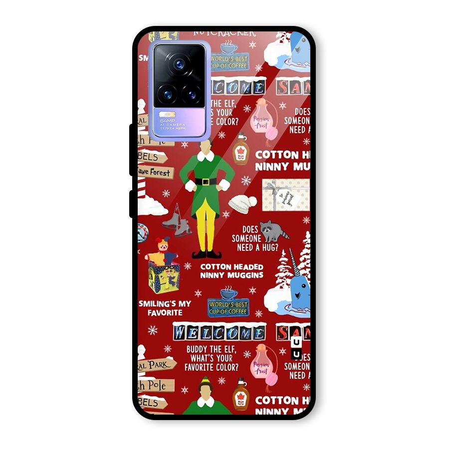 Christmas Cute Doodles Glass Back Case for Vivo Y73