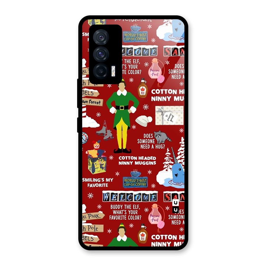Christmas Cute Doodles Glass Back Case for Vivo iQOO 7 5G