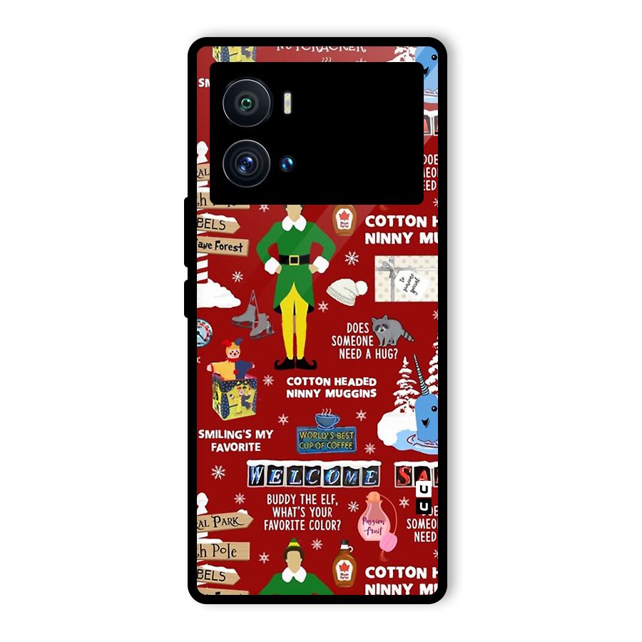 Christmas Cute Doodles Glass Back Case for Vivo iQOO 9 Pro