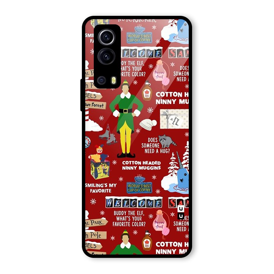 Christmas Cute Doodles Glass Back Case for Vivo iQOO Z3
