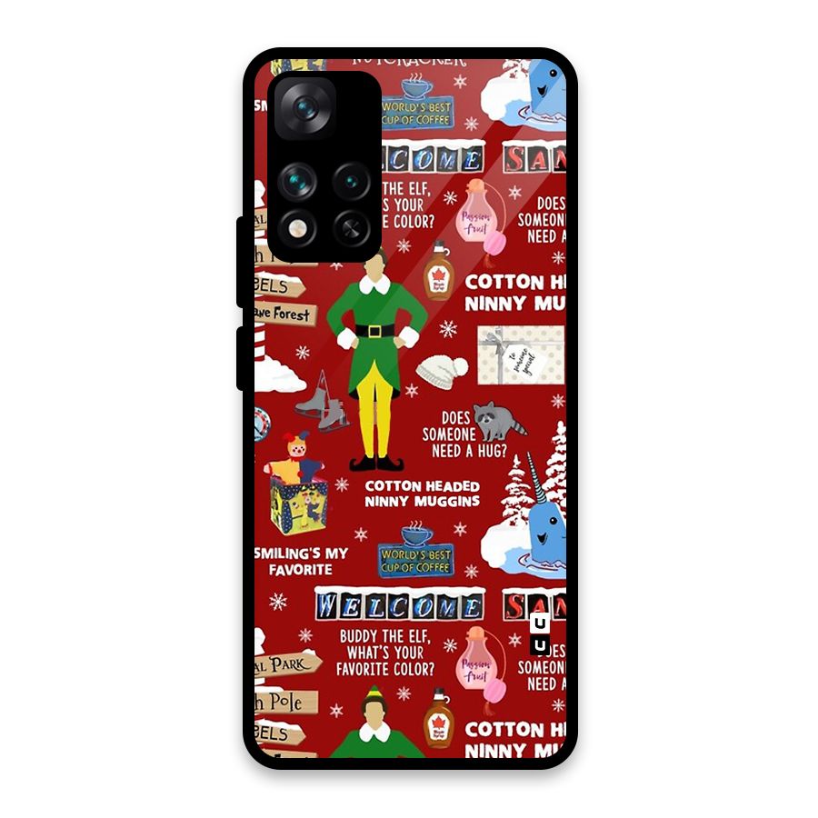Christmas Cute Doodles Glass Back Case for Xiaomi 11i HyperCharge 5G