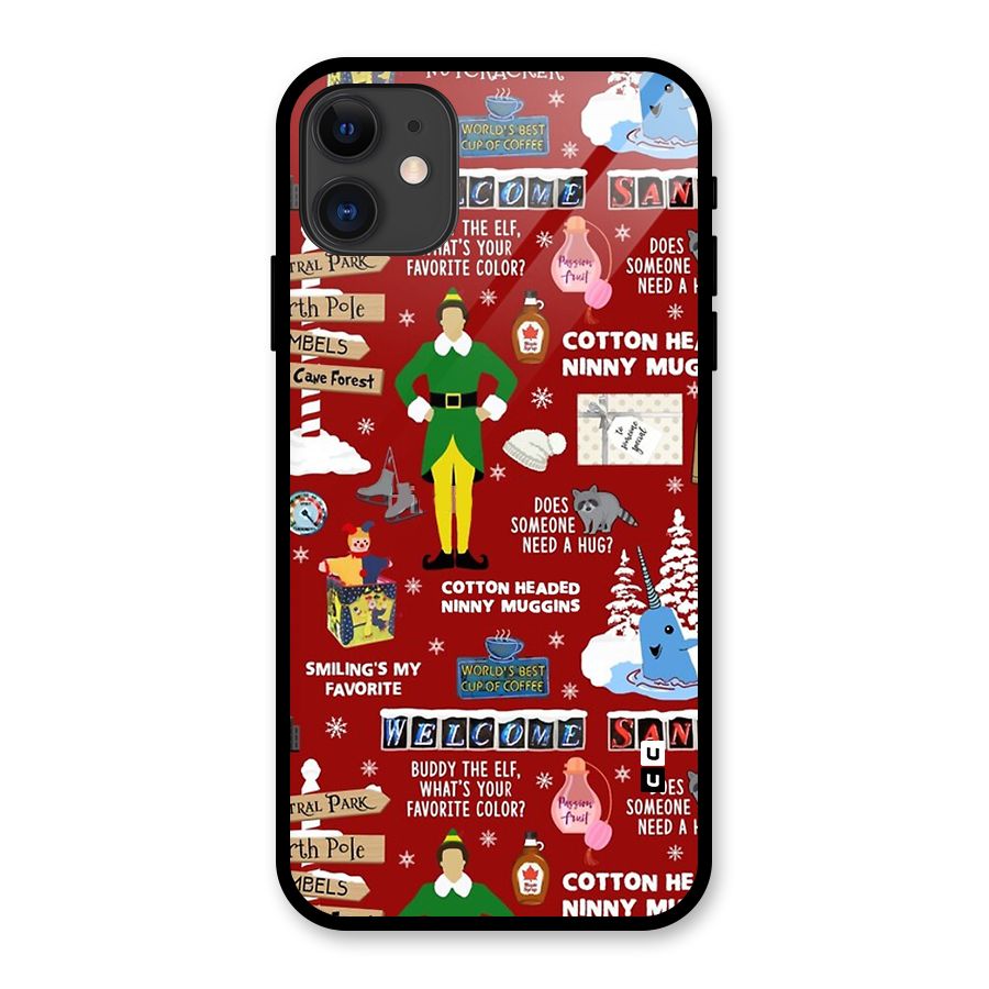 Christmas Cute Doodles Glass Back Case for iPhone 11