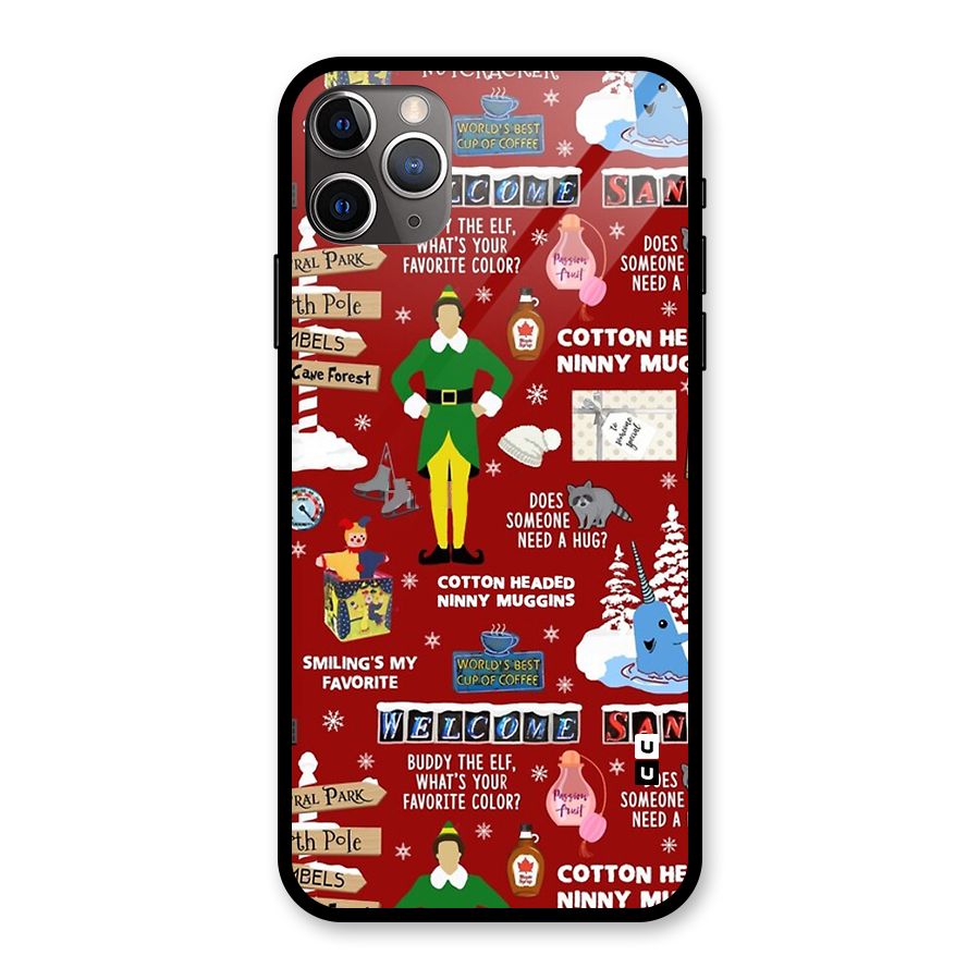 Christmas Cute Doodles Glass Back Case for iPhone 11 Pro Max