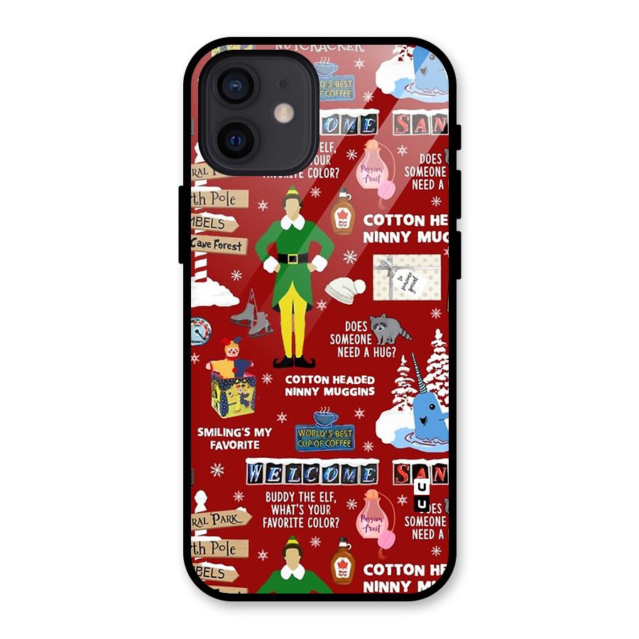 Christmas Cute Doodles Glass Back Case for iPhone 12