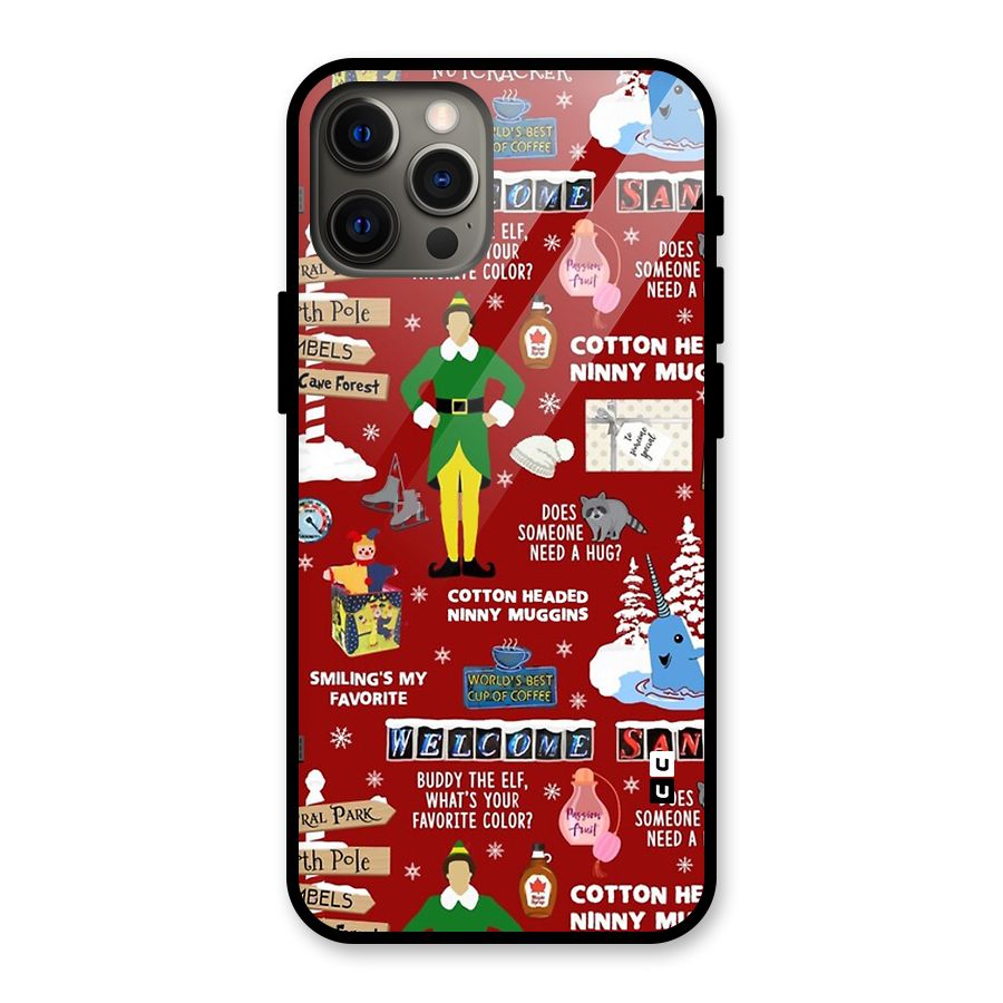 Christmas Cute Doodles Glass Back Case for iPhone 12 Pro Max