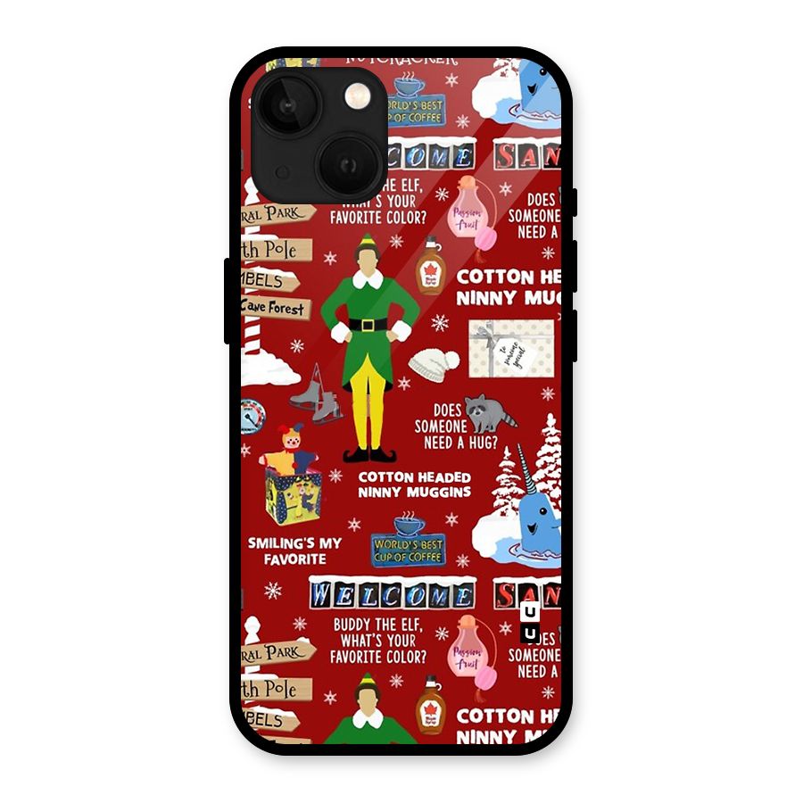 Christmas Cute Doodles Glass Back Case for iPhone 13