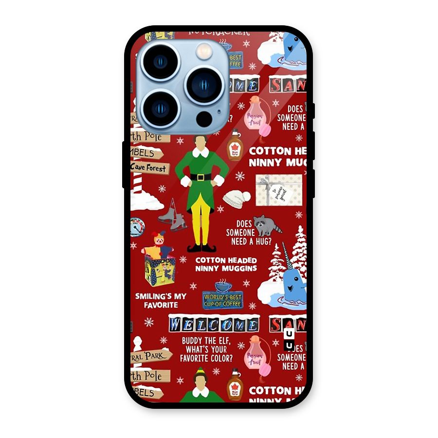 Christmas Cute Doodles Glass Back Case for iPhone 13 Pro
