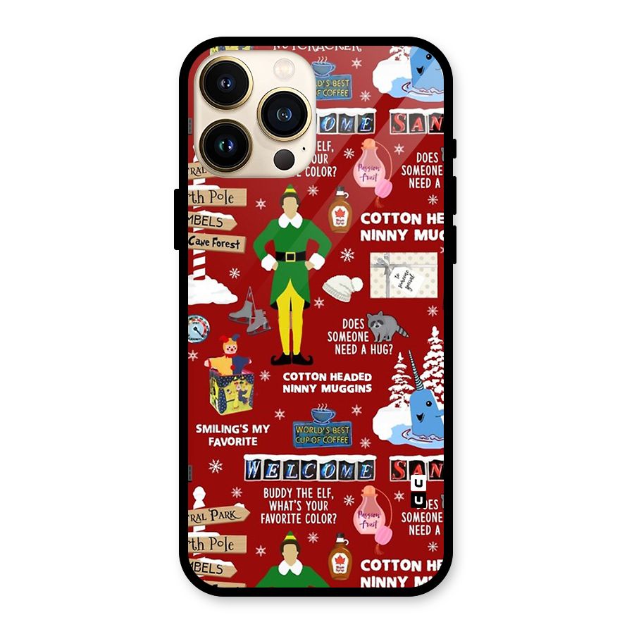 Christmas Cute Doodles Glass Back Case for iPhone 13 Pro Max
