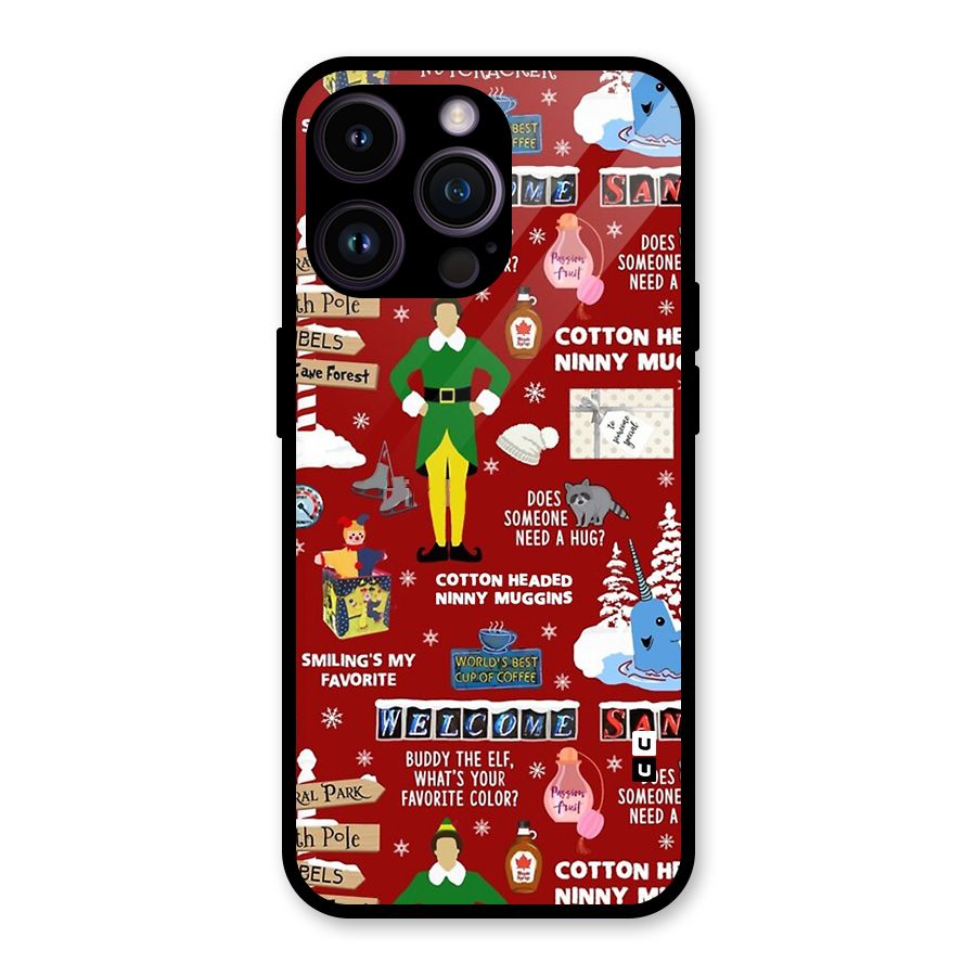 Christmas Cute Doodles Glass Back Case for iPhone 14 Pro Max