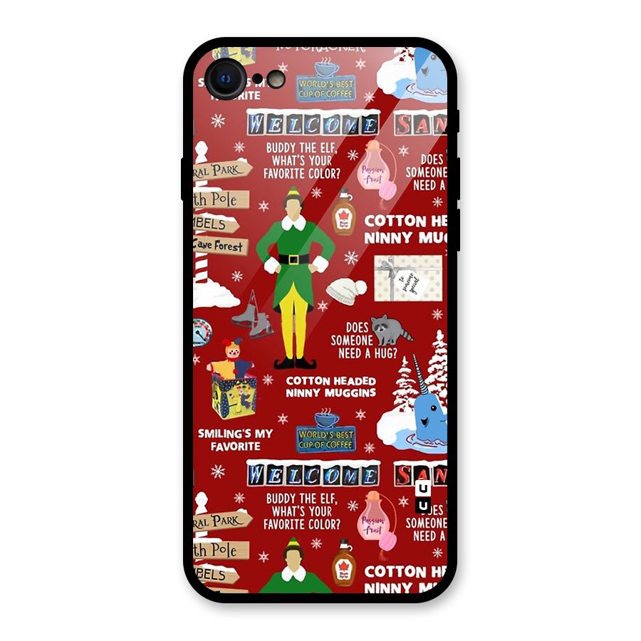 Christmas Cute Doodles Glass Back Case for iPhone 7