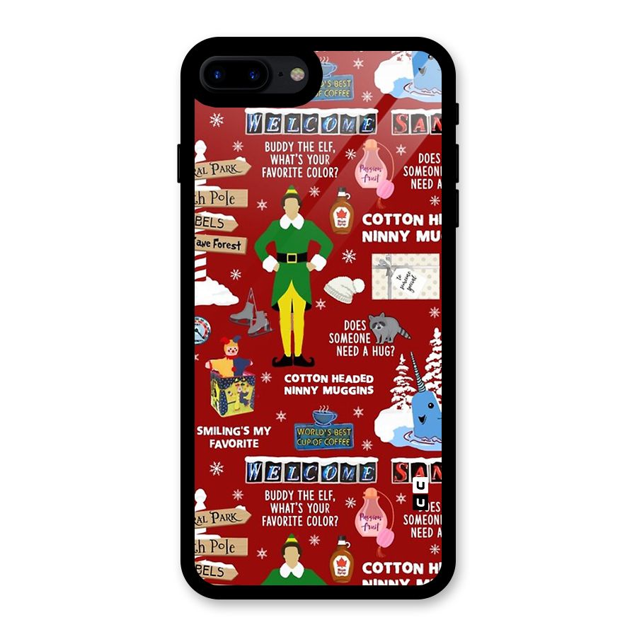Christmas Cute Doodles Glass Back Case for iPhone 7 Plus