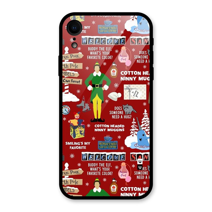 Christmas Cute Doodles Glass Back Case for iPhone XR