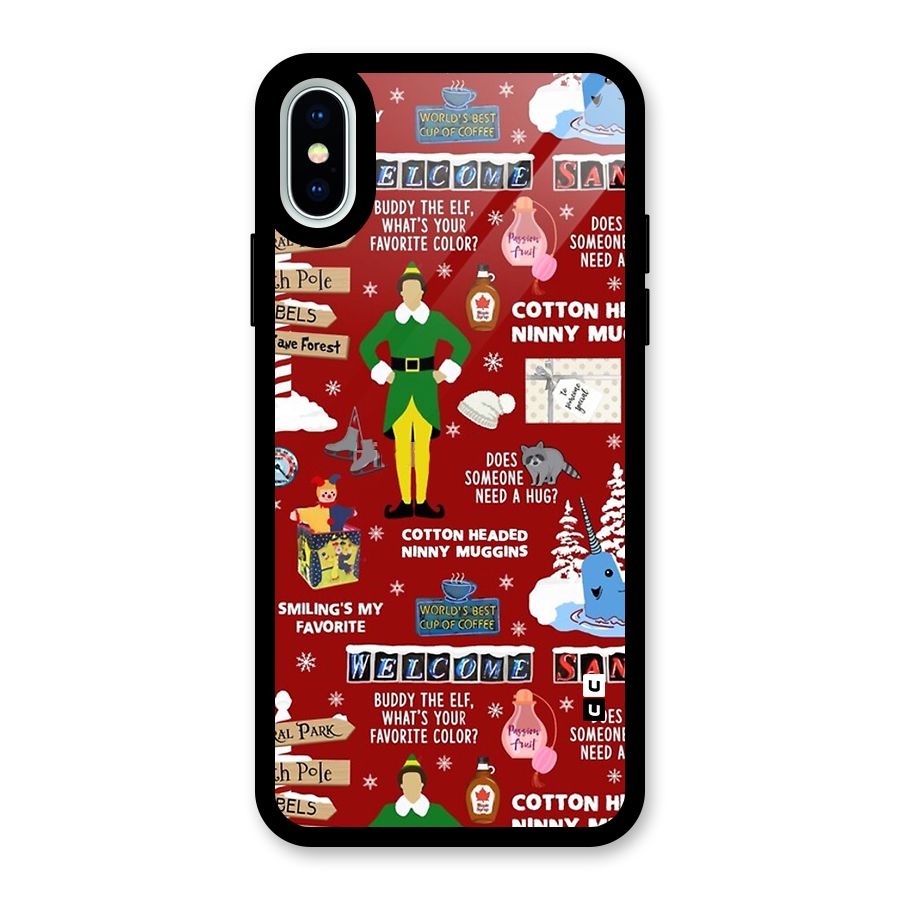 Christmas Cute Doodles Glass Back Case for iPhone XS