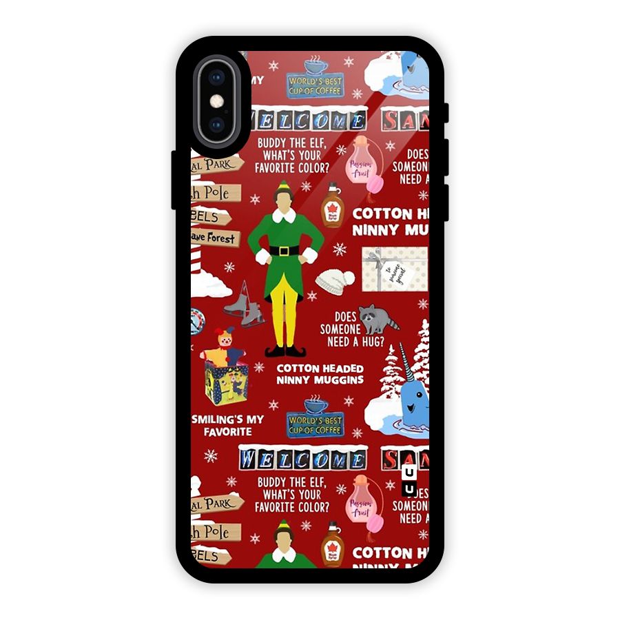 Christmas Cute Doodles Glass Back Case for iPhone XS Max