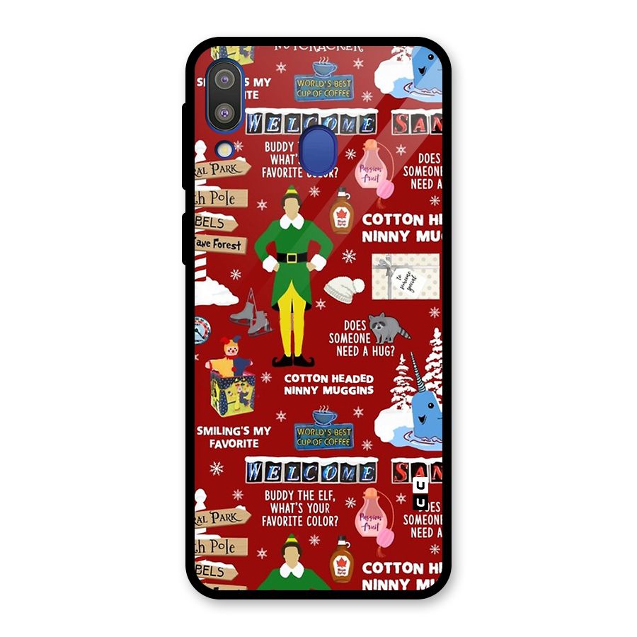 Christmas Doodles Glass Back Case for Galaxy M20