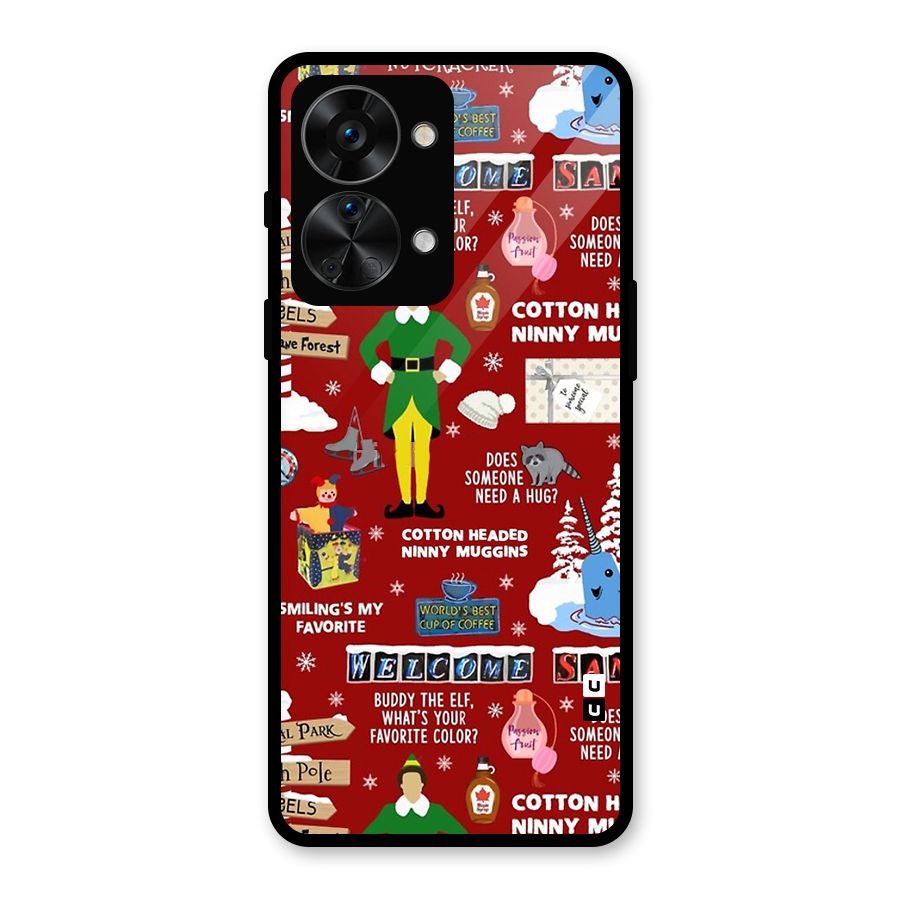 Christmas Doodles Glass Back Case for OnePlus Nord 2T