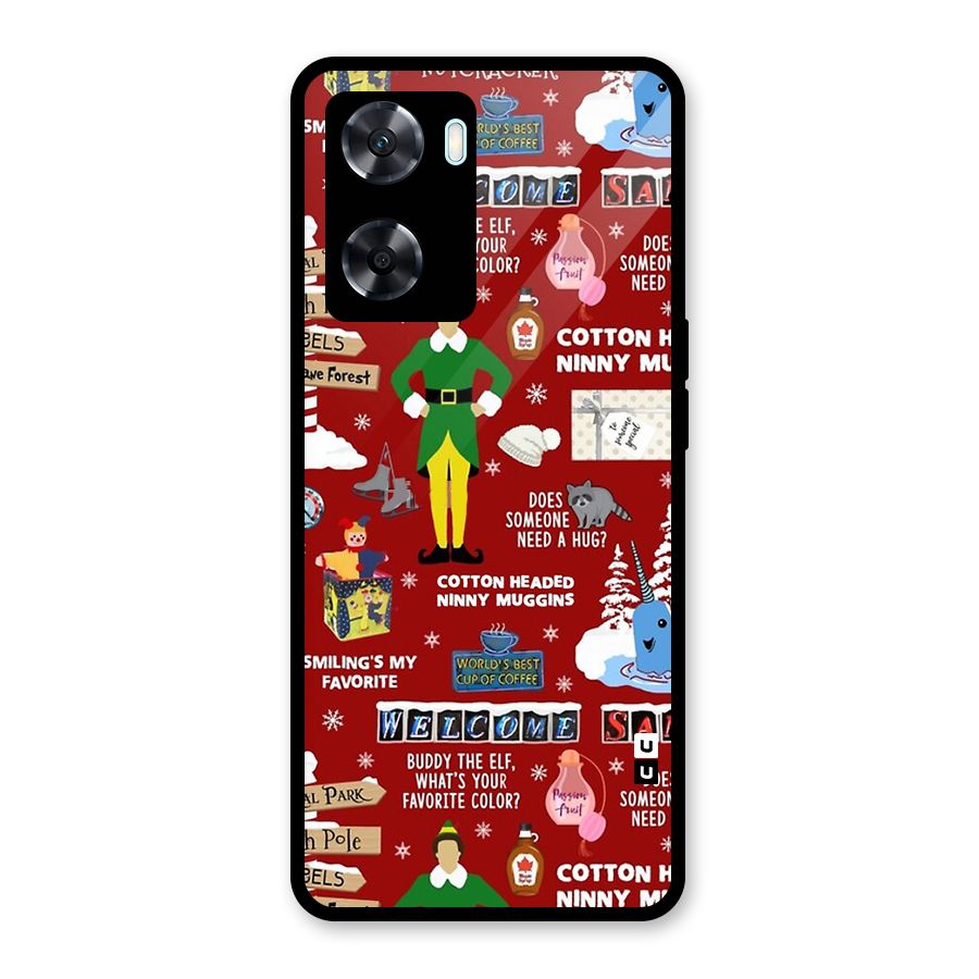 Christmas Doodles Glass Back Case for Oppo A77