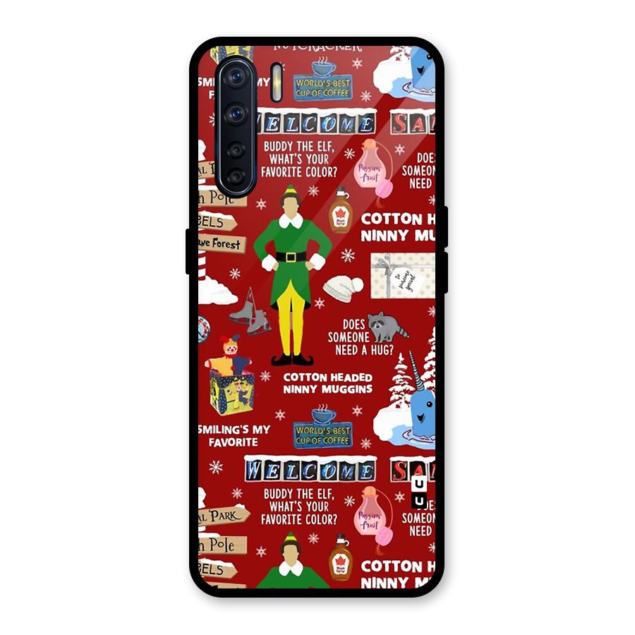 Christmas Doodles Glass Back Case for Oppo F15
