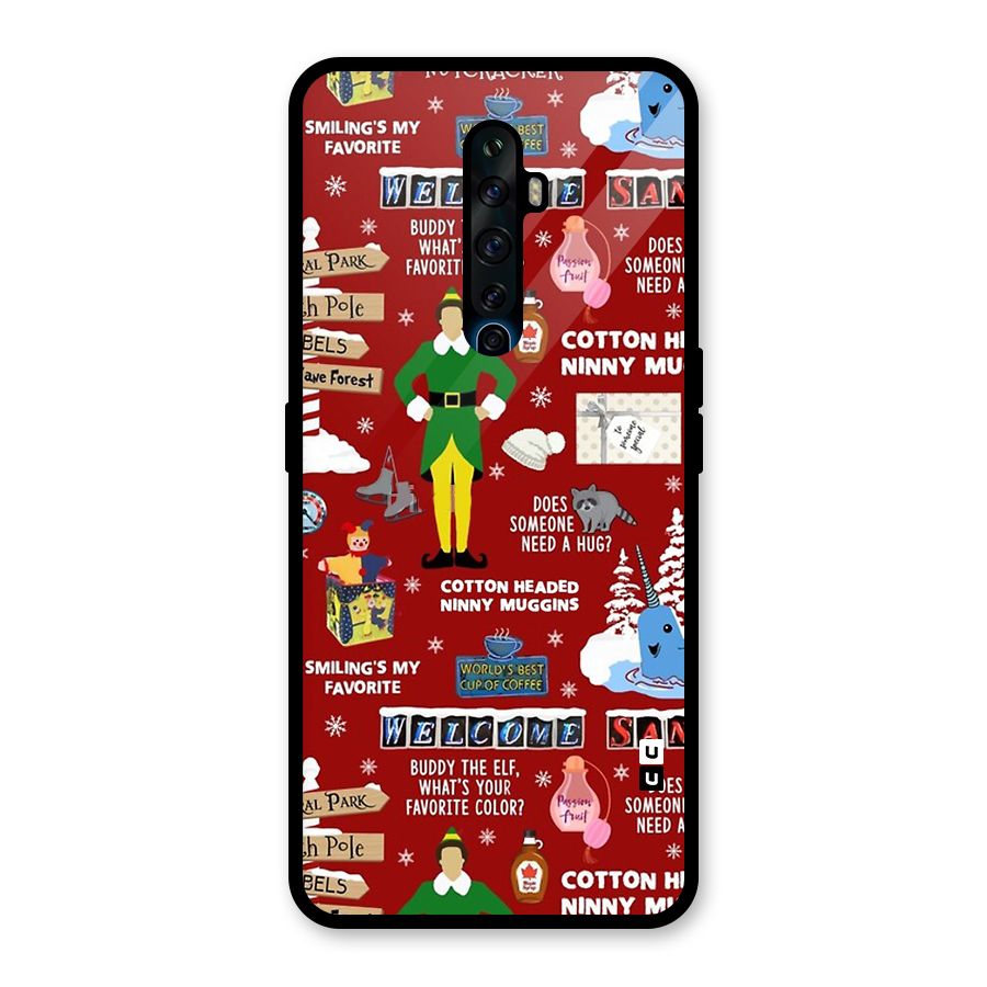 Christmas Doodles Glass Back Case for Oppo Reno2 F