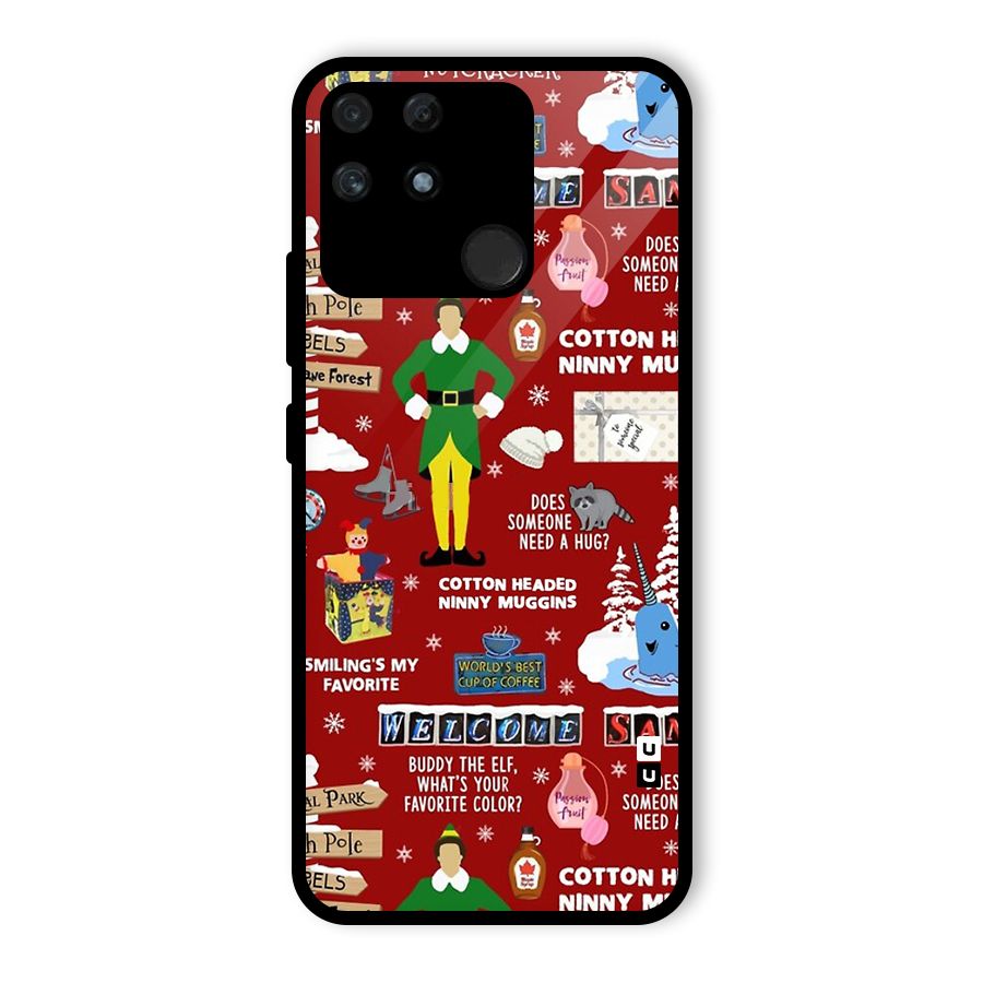 Christmas Doodles Glass Back Case for Realme Narzo 50A
