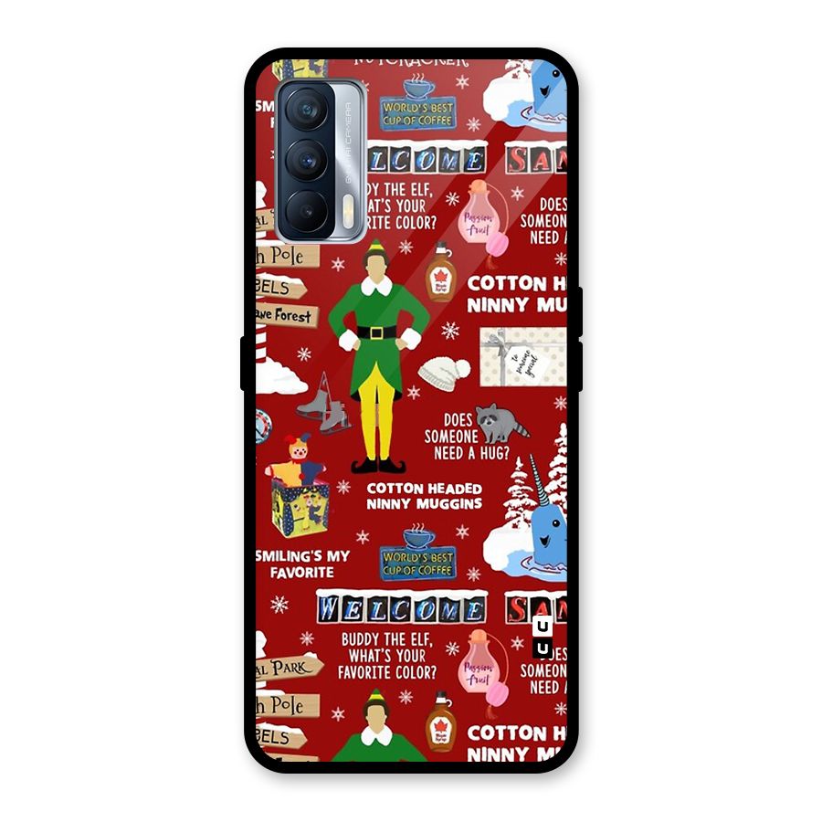 Christmas Doodles Glass Back Case for Realme X7