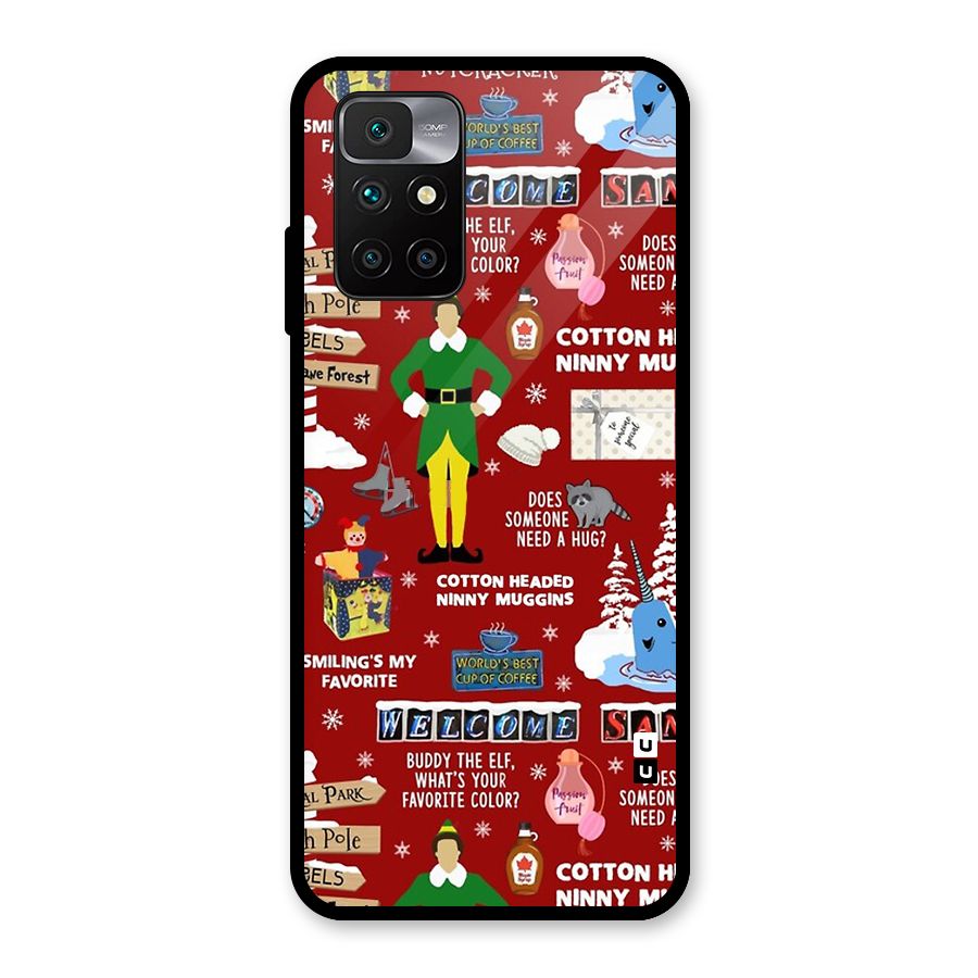 Christmas Doodles Glass Back Case for Redmi 10 Prime