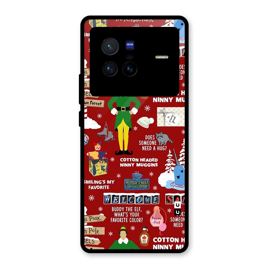 Christmas Doodles Glass Back Case for Vivo X80