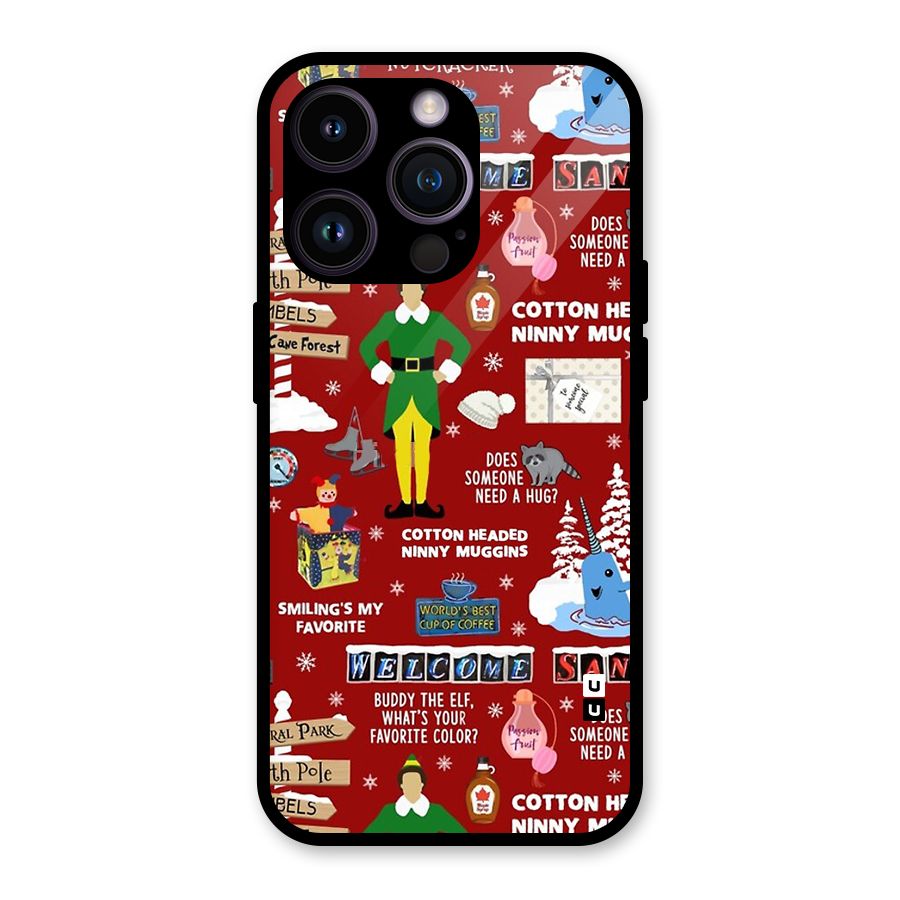 Christmas Doodles Glass Back Case for iPhone 14 Pro
