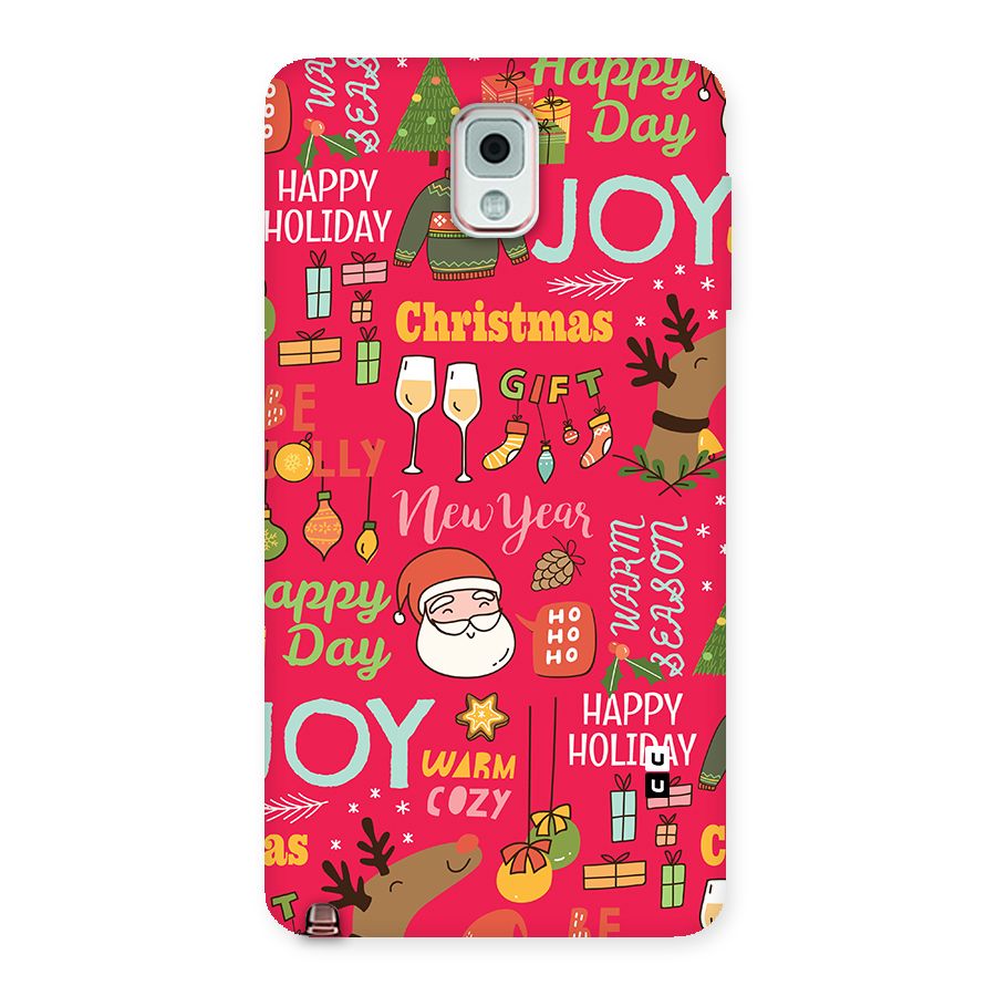 Christmas Joy Happy Day Back Case for Galaxy Note 3