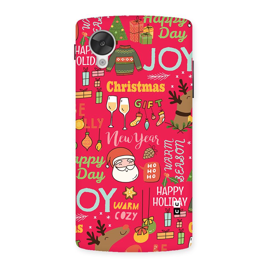 Christmas Joy Happy Day Back Case for Google Nexus 5