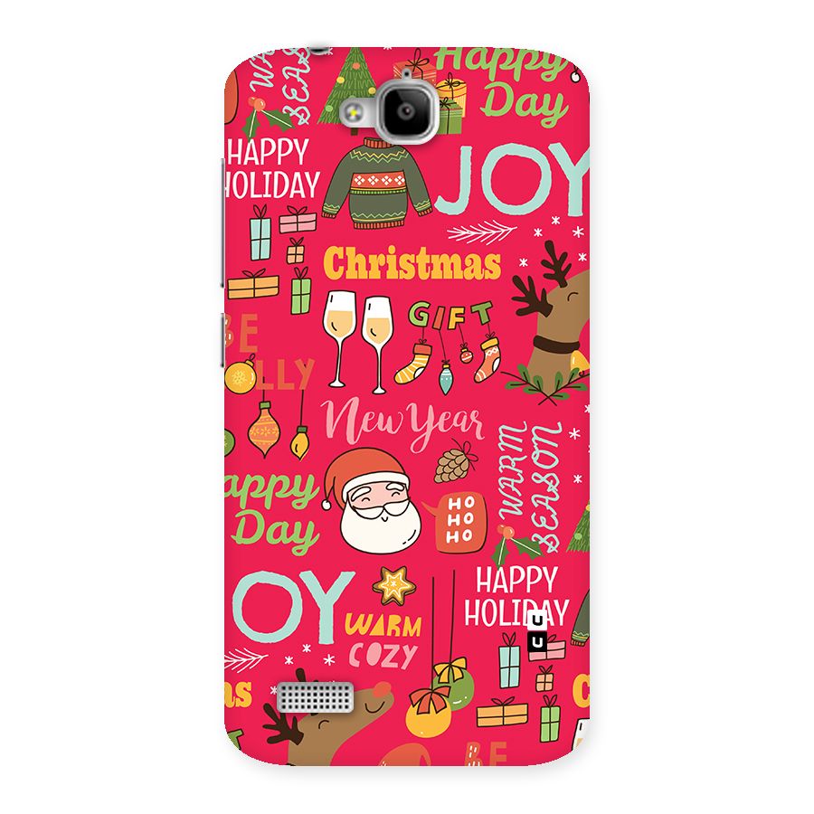 Christmas Joy Happy Day Back Case for Honor Holly